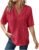 Womens Summer Pleated Knit Shirts Casual Short Sleeve Drawstring Hoodies Tunic Tops Trendy Button V Neck Blouses