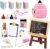 18 Piece Mini School Supplies for Dolls, Doll House School Supplies Accessories Includes Doll Backpack Glasses Blackboard Mini Book Palette Paper Clipboard Clamp Ruler Scissors Calculator Doll Set