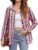 Zeagoo Flannel Shirt Women Button Down Long Sleeve Plaid Shirts Collared 2024 Casual Work Tops S-2Xl