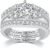 Jude Jewelers Platinum Plated Three-in-One Wedding Engagement Statement Proposal Valentines Halo Bridal Ring Set