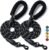 2 Pack Dog Leash, 4/5//6 FT Heavy Duty Nylon Rope Pet Leashes with Comfortable Padded Handle, Reflective Dog Leashes for Small Medium and Large Dogs (6FT-1/2,Black/Black)