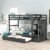 Twin Over Twin Bunk Beds with Trundle Stairway Bunk Beds with 3 Storage Drawers Wood Storage Bunk Bed Frame for Boys Girls Teens, White (Color : Grey, Size : Twin bunk with 3 Drawers)