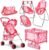 Baby Doll Stroller Bed and Swing Nursery Playset, Baby Doll Accessories Furniture Set Convertible High Chair Diaper Bag Role Play Deluxe Baby Doll Set