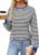 ANRABESS Long Sleeve Shirts for Women Striped Crewneck Loose Fit Tunic Tops 2024 Fall Color Block T-Shirt