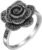 Vintage Wide Ring Classic Black Marcasite Crystal Rows Statement Silver Chunky Rings
