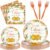 Zhehao 96 Pcs Twins Baby Shower Decorations Supplies Twins Cuties Baby Shower Tableware Set Eucalyptus Leaf Orange Themed Twins Baby Shower Plates Napkins Forks for 24 Guests(Orange)
