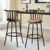 FurnitureR Classic Barstools Set of 2, Country Style Bar Chairs with Back and Footrest Swivel Counter Height Bar Stools for Kitchen Island Pub, Bistro, Restaurant, Rustic Brown and Black (29 Inch)