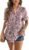 Zeagoo Women Linen Button Down Shirt Rolled Cuffed Short Sleeve Blouse Ladies Summer Casual V Neck Beach Cotton Tops