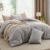 3 Piece All Seasons Cozy Ultra Soft Lightweight 100% Cotton Comforter with Insert Queen Size | Pretty Charcoal Gray Color Aesthetic Bedding Plush Luxury Feel Farmhouse Shabby Chic Look