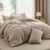 3 Piece All Seasons Cozy Ultra Soft Lightweight 100% Cotton Comforter with Insert Queen Size | Pretty Charcoal Gray Color Aesthetic Bedding Plush Luxury Feel Farmhouse Shabby Chic Look