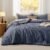 3 Piece All Seasons Cozy Ultra Soft Lightweight 100% Cotton Comforter with Insert Cal.King Size | Pretty Charcoal Gray Color Aesthetic Bedding Plush Luxury Feel Farmhouse Shabby Chic Look
