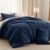3 Piece All Seasons Cozy Ultra Soft Lightweight 100% Cotton Comforter with Insert Queen Size | Pretty Charcoal Gray Color Aesthetic Bedding Plush Luxury Feel Farmhouse Shabby Chic Look
